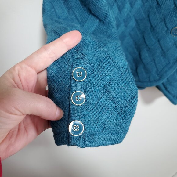 TALBOTS Merino Wool Cardigan Sweater Textured Knit Buttons Women's Large Petite - Picture 5 of 11